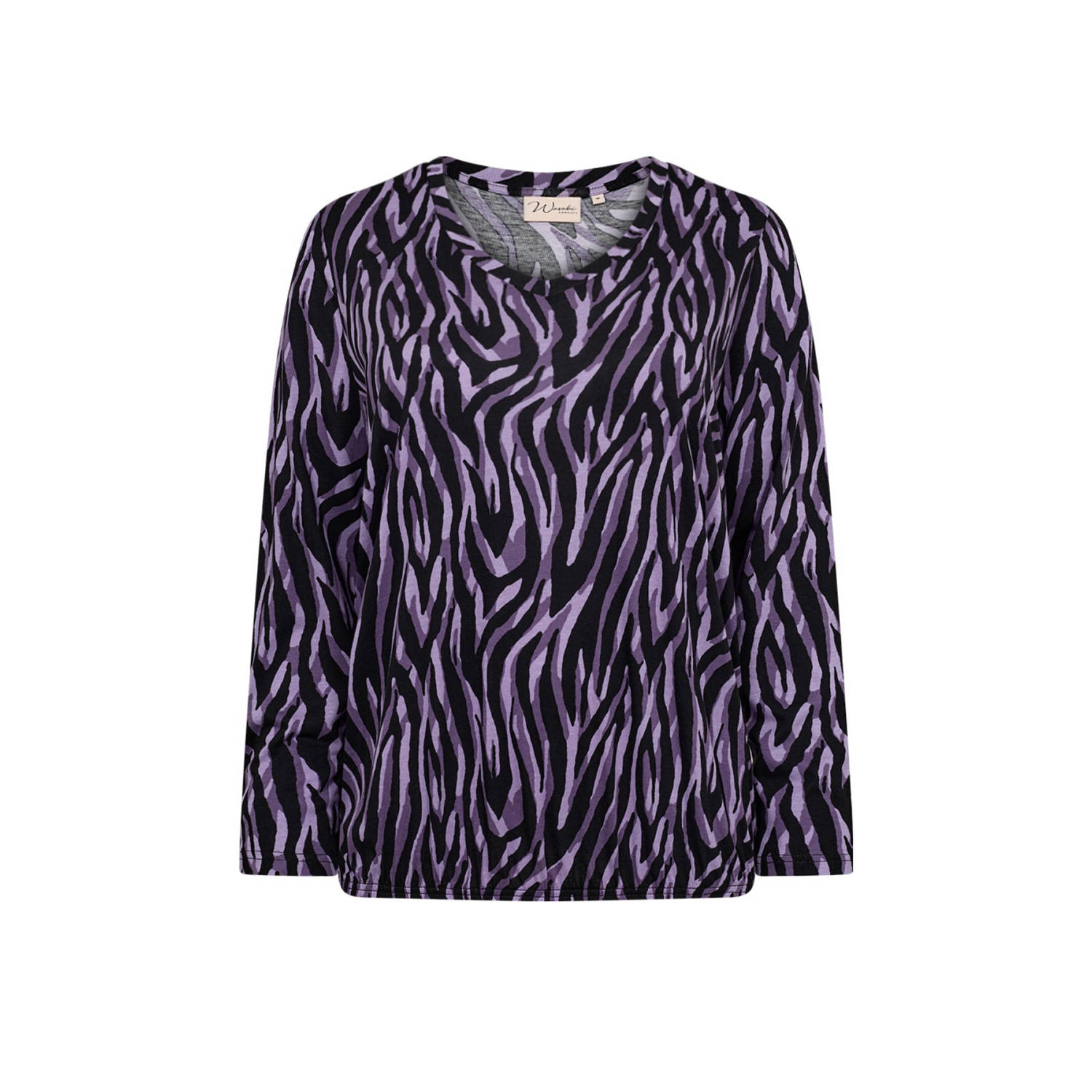 Wasabiconcept blousetop met zebraprint paars zwart