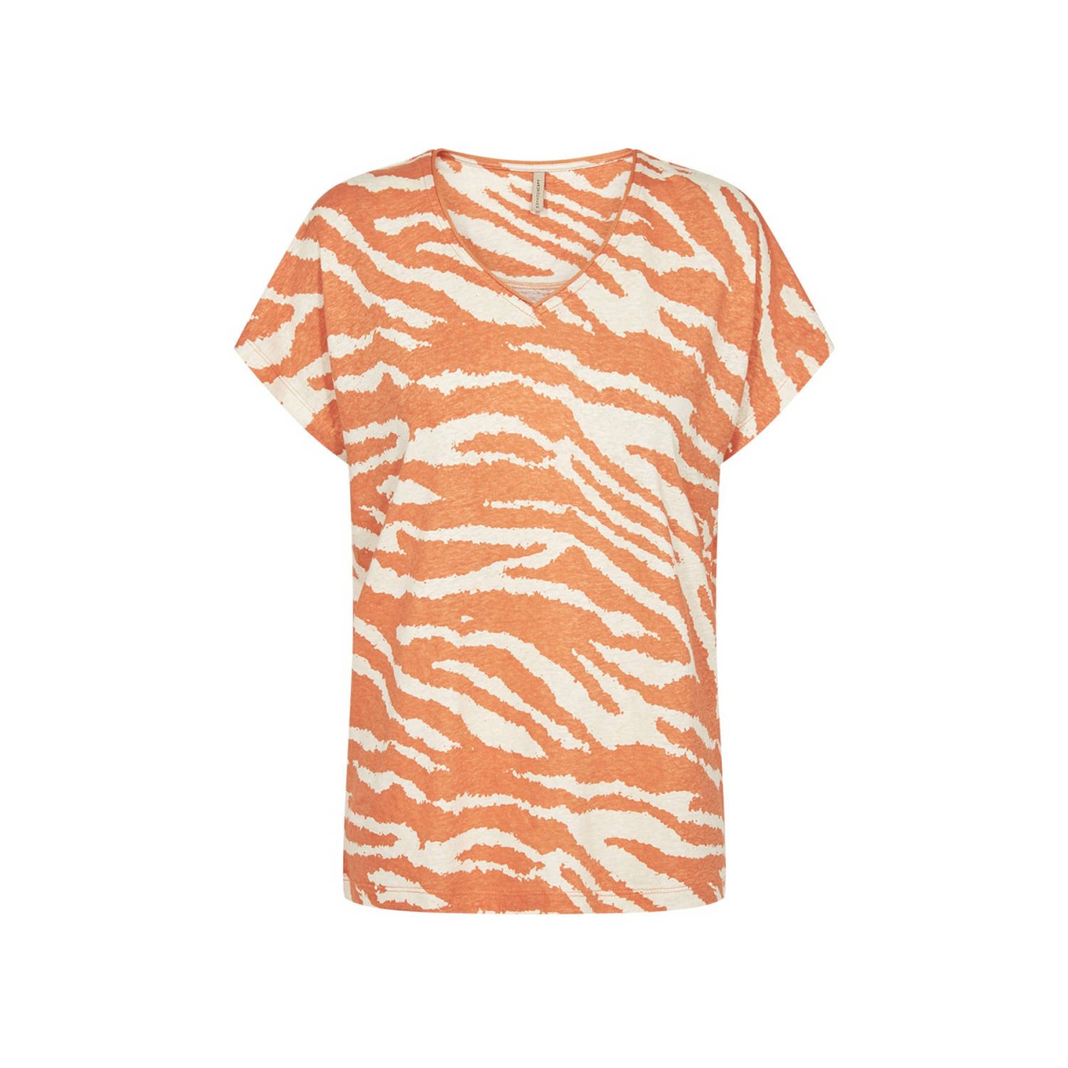 Soyaconcept top met zebraprint oranje ecru