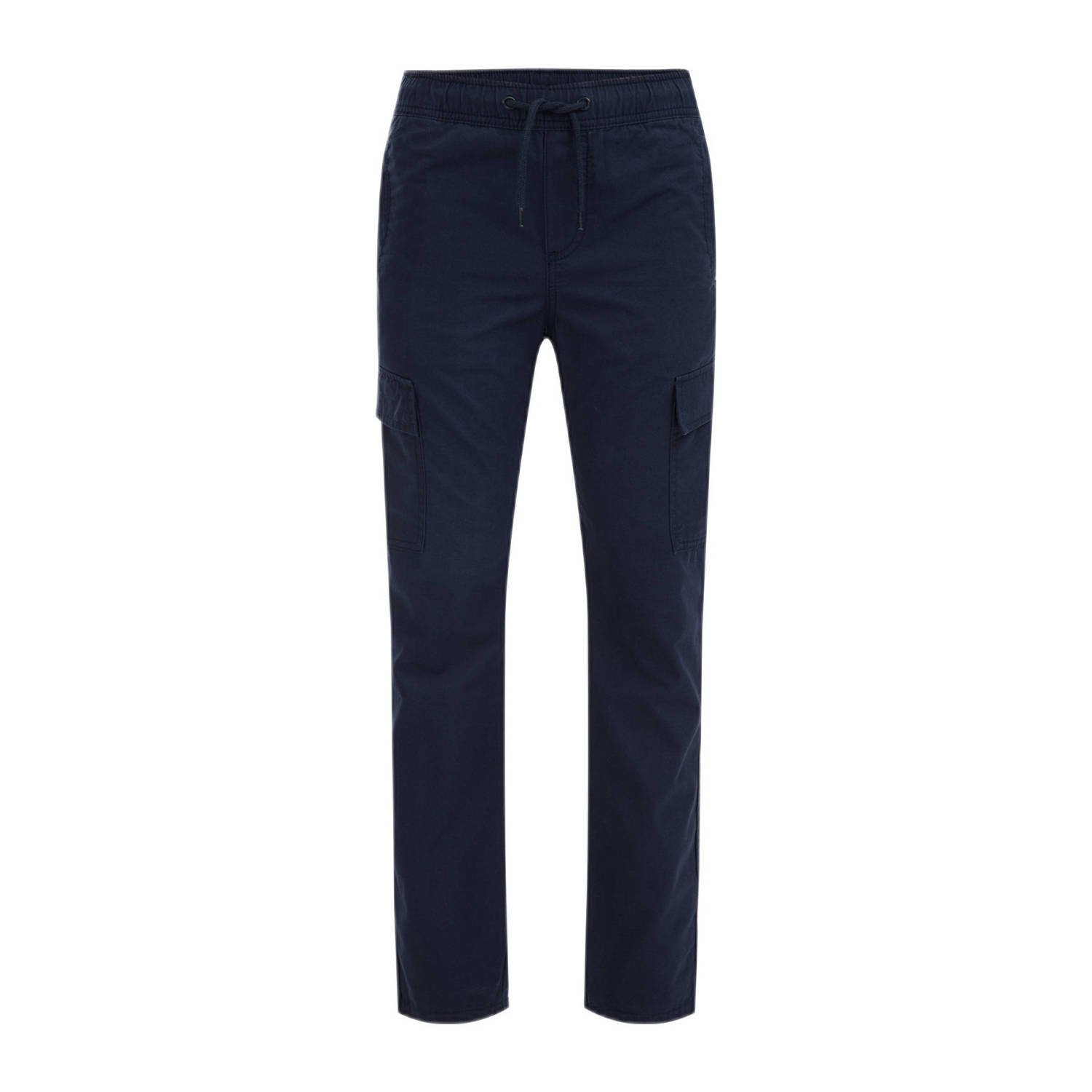 WE Fashion Blue Ridge tapered fit cargobroek donkerblauw