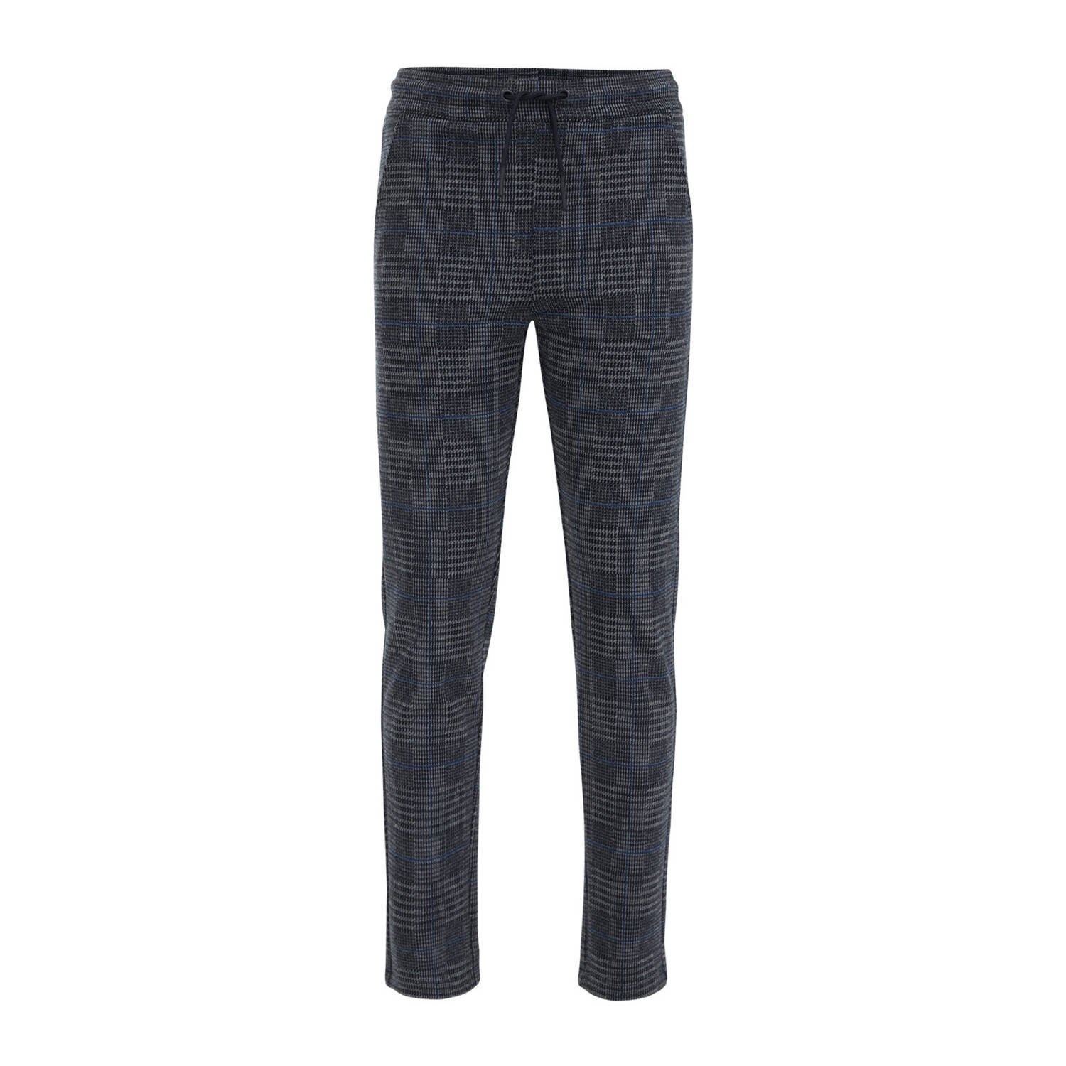 WE Fashion geruite slim fit broek grijs Jongens Polyester Ruit 164