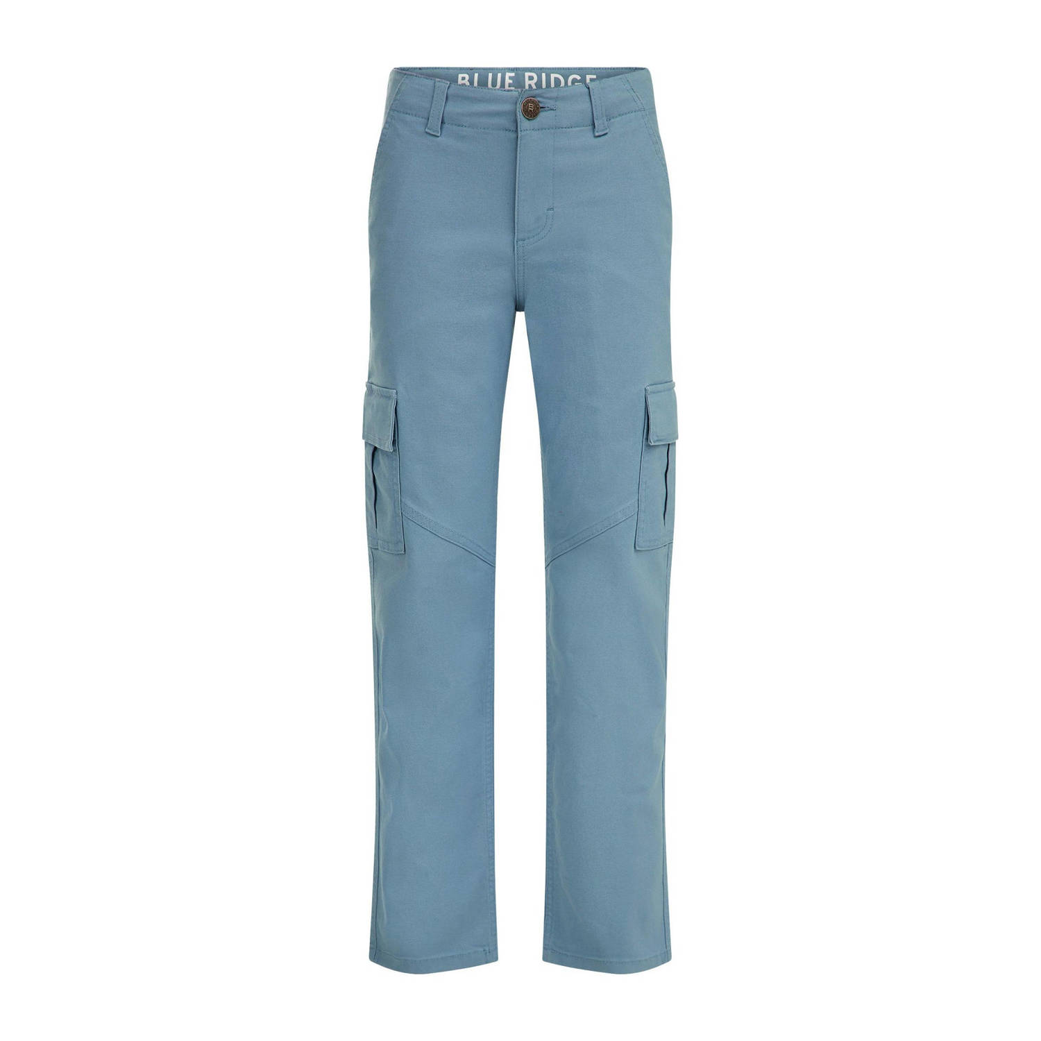 WE Fashion Blue Ridge straight fit cargobroek zachtblauw Jongens Stretchkatoen 104