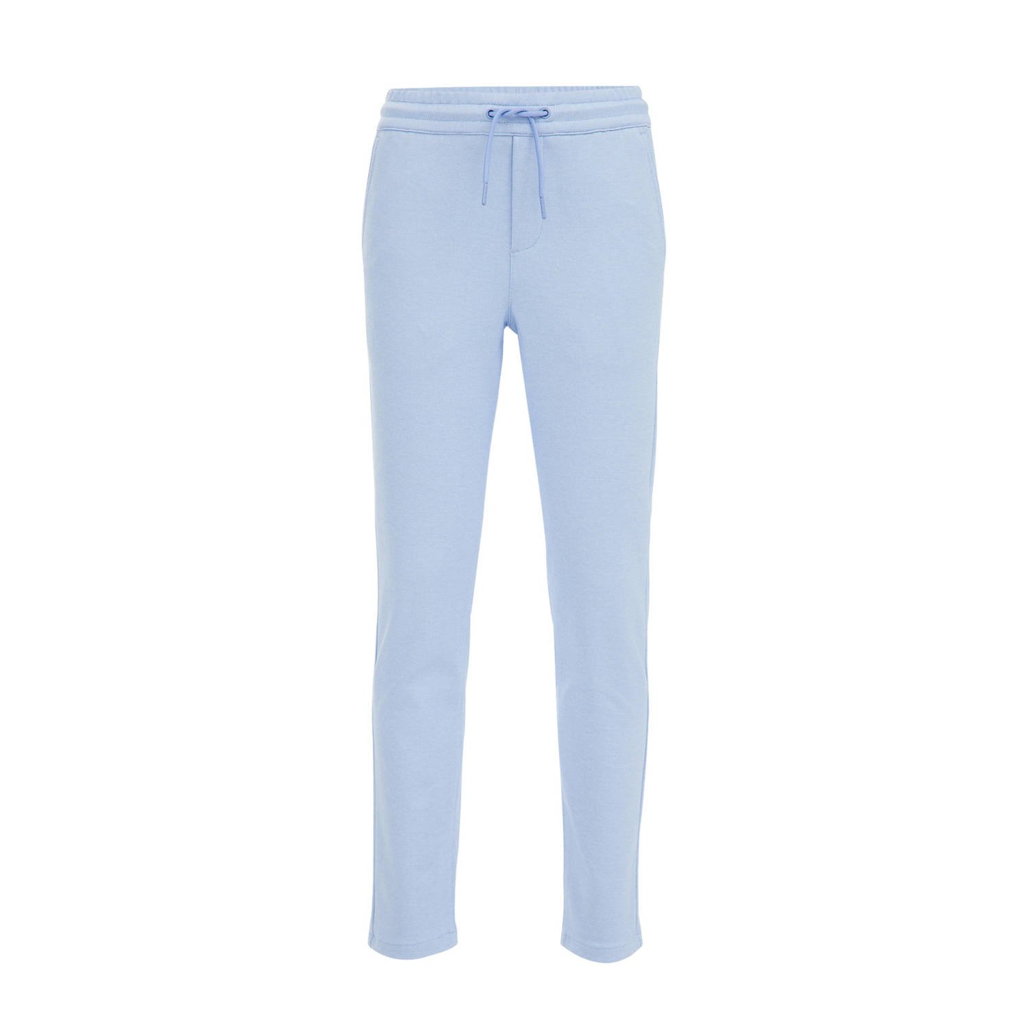 WE Fashion gemêleerde slim fit broek lichtblauw