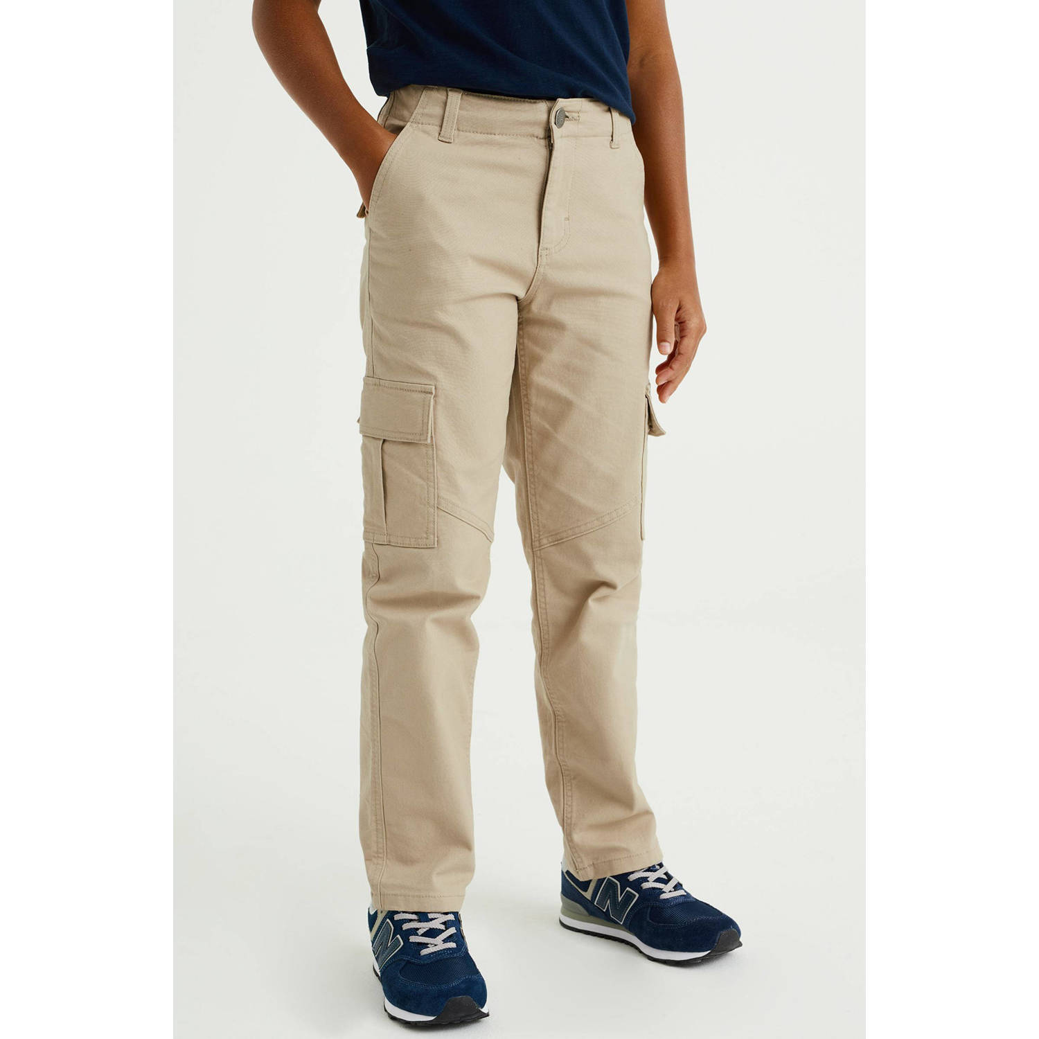 WE Fashion Blue Ridge straight fit cargobroek zand