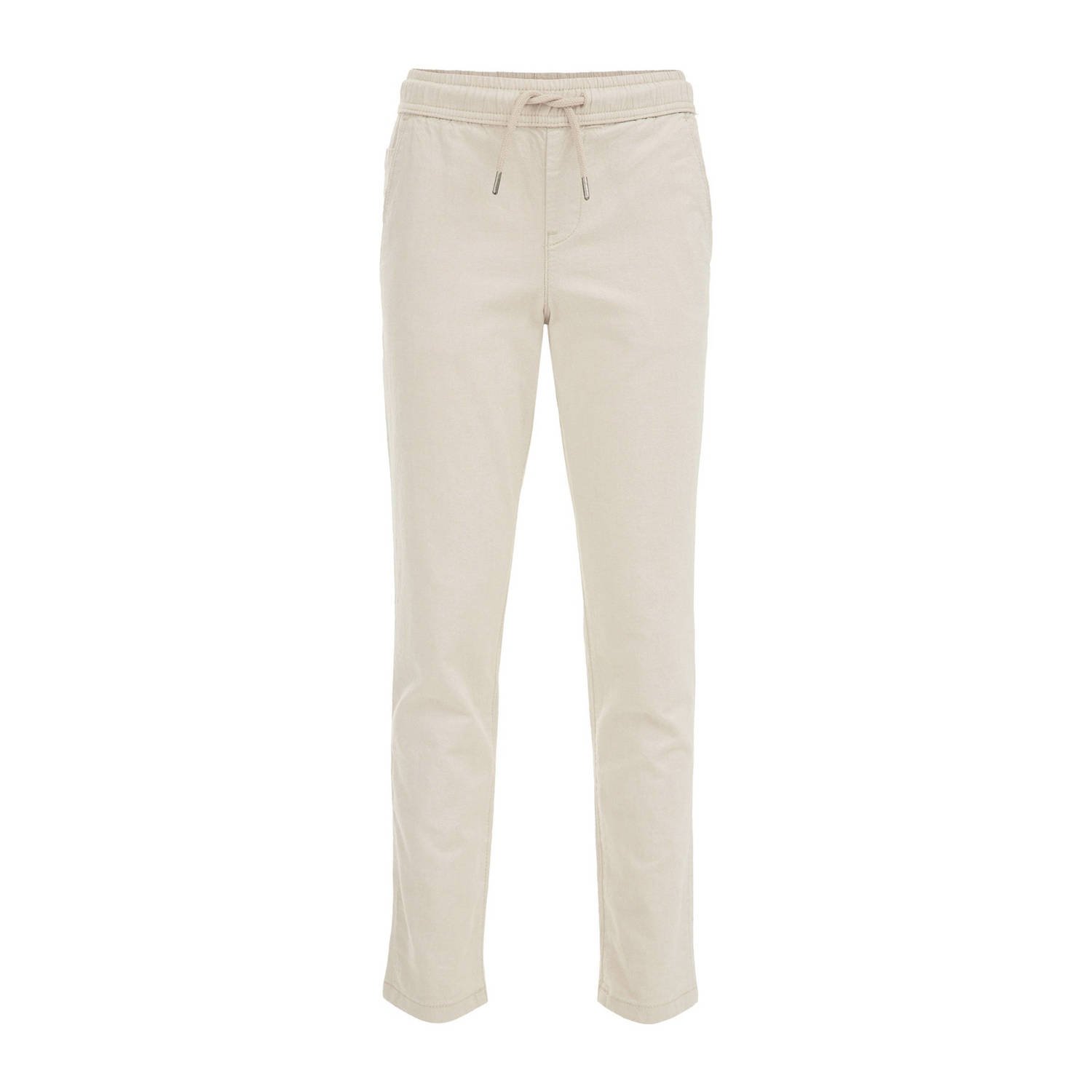 WE Fashion tapered fit broek warm sand Beige Jongens Stretchkatoen Effen 104