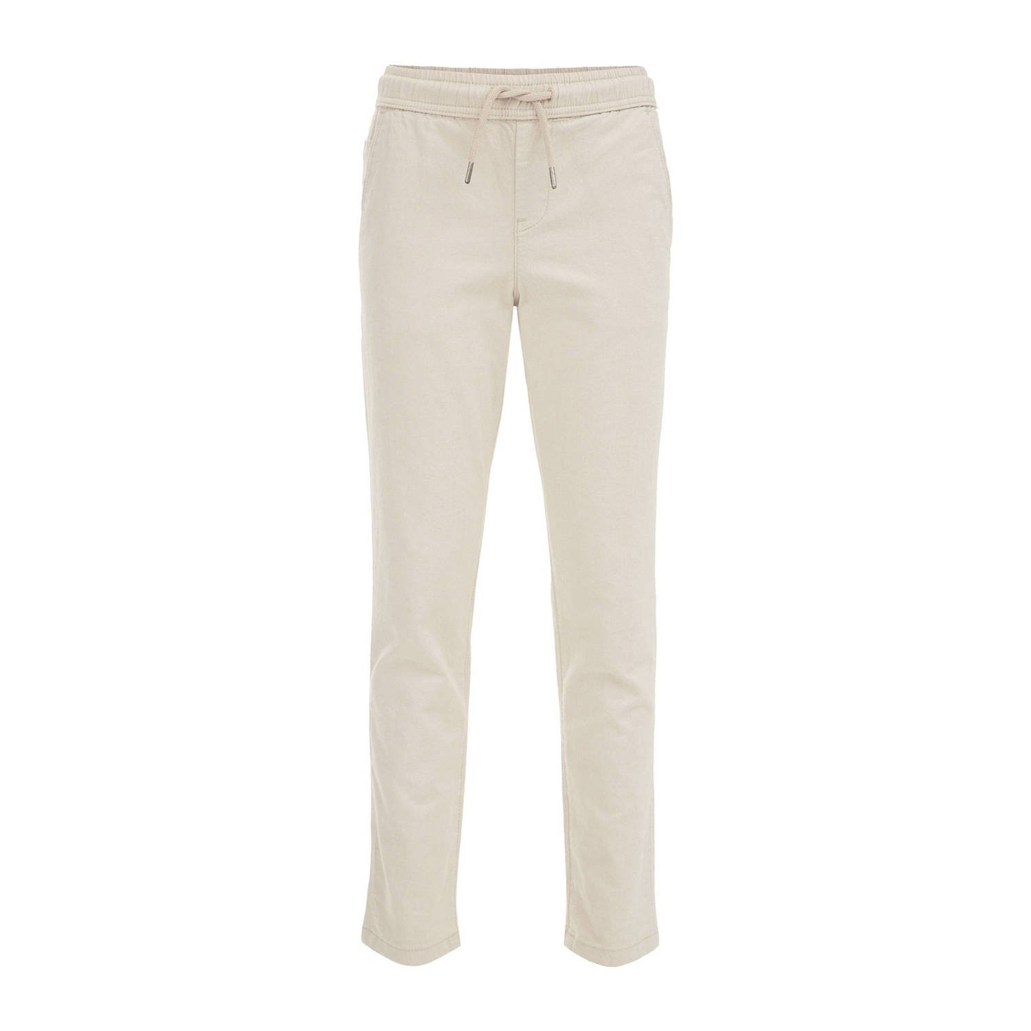 WE Fashion tapered fit broek warm sand Beige Jongens Stretchkatoen Effen 104