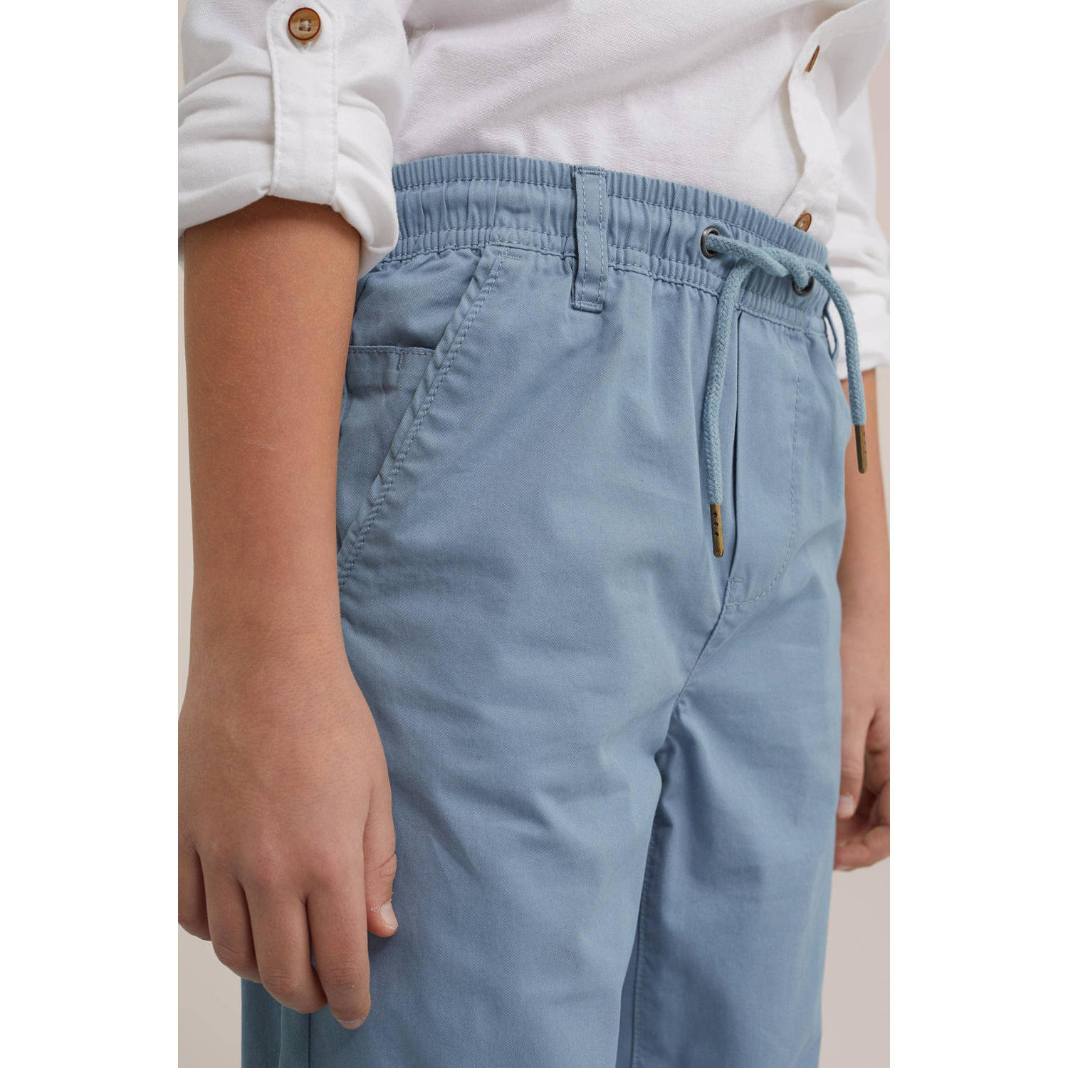 WE Fashion tapered fit broek lichtblauw