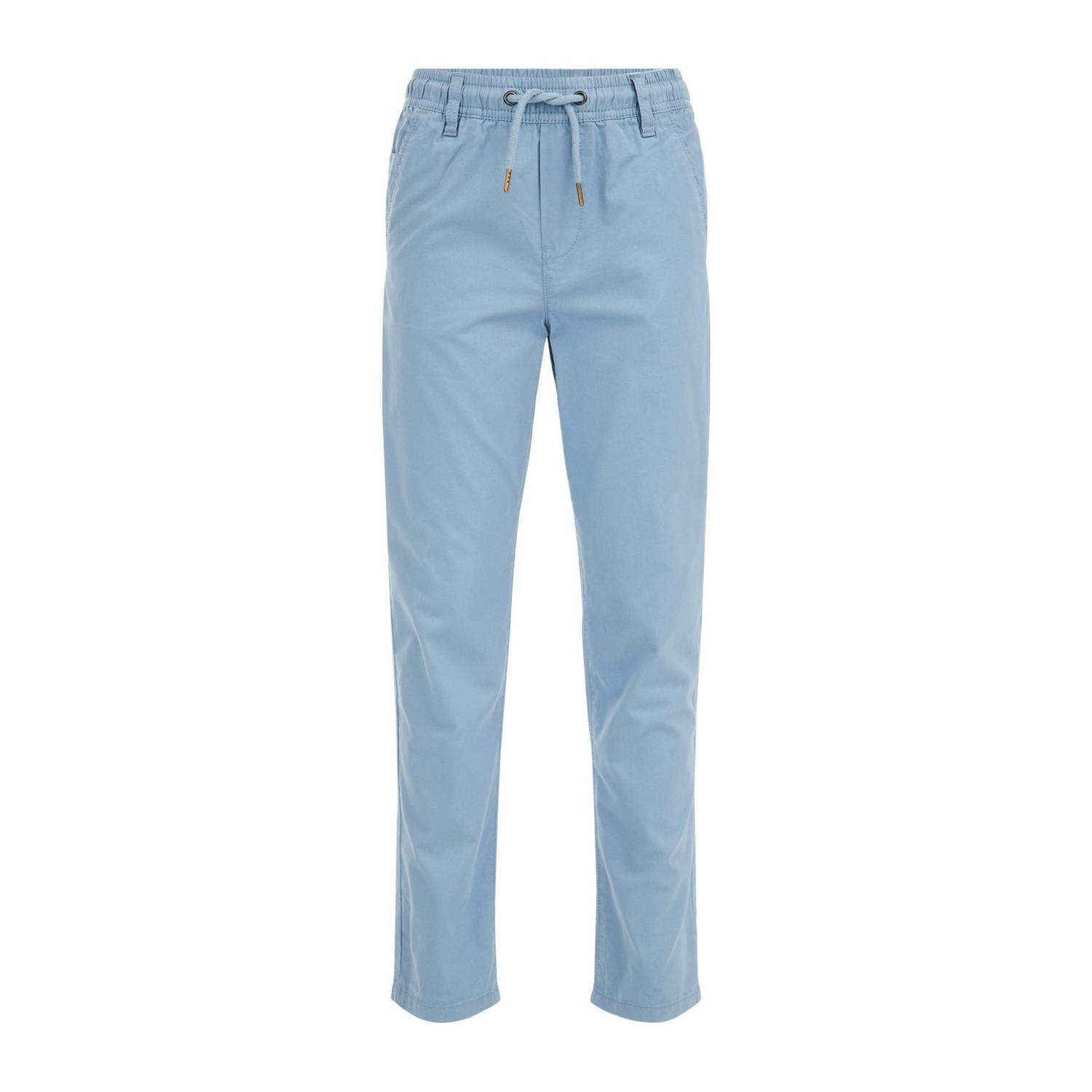 WE Fashion tapered fit broek lichtblauw Jongens Katoen Effen 110