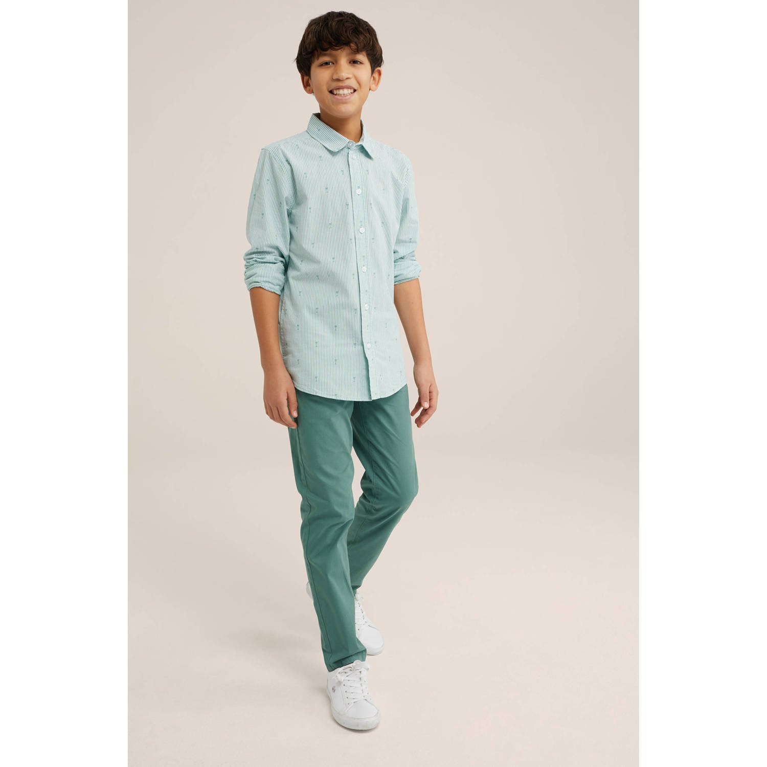 WE Fashion tapered fit broek groen