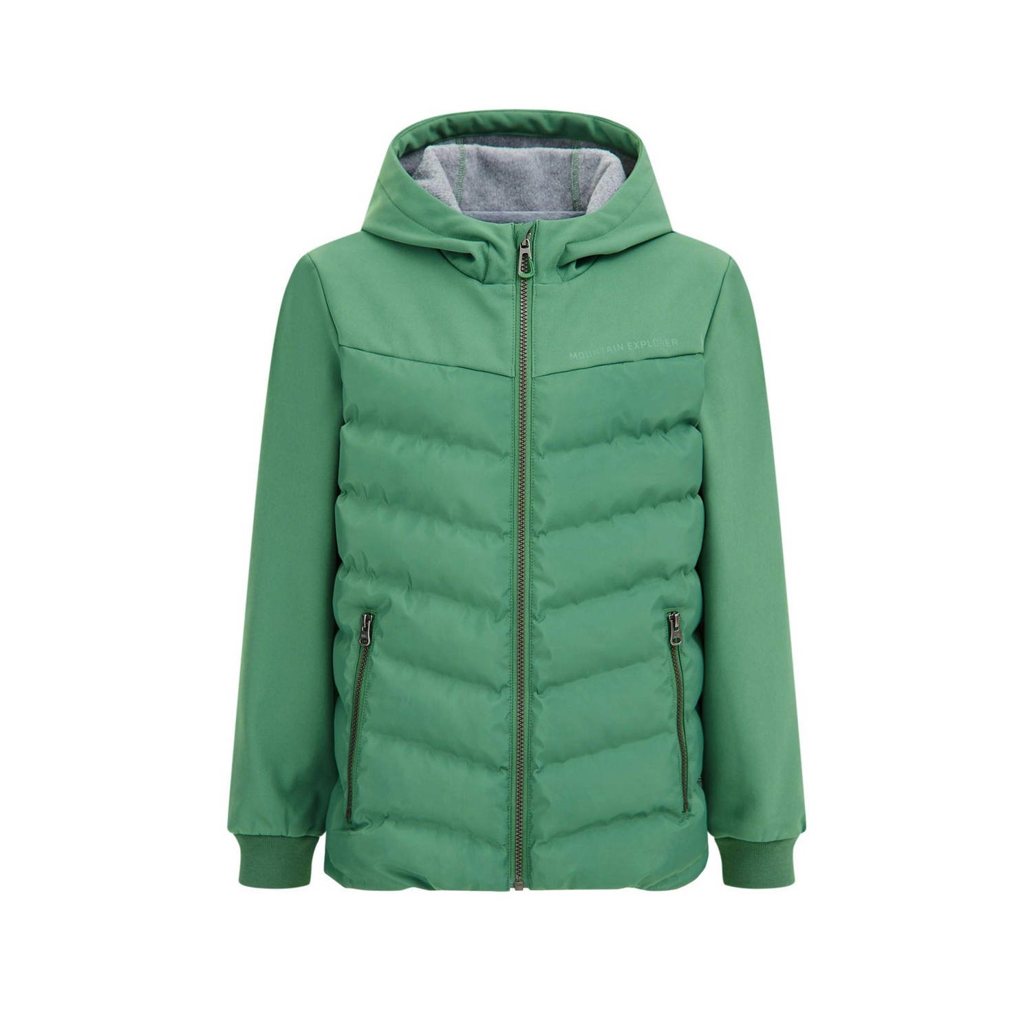 WE Fashion dun gewatteerde zomerjas ivy green Groen Jongens Polyester Capuchon 110 116