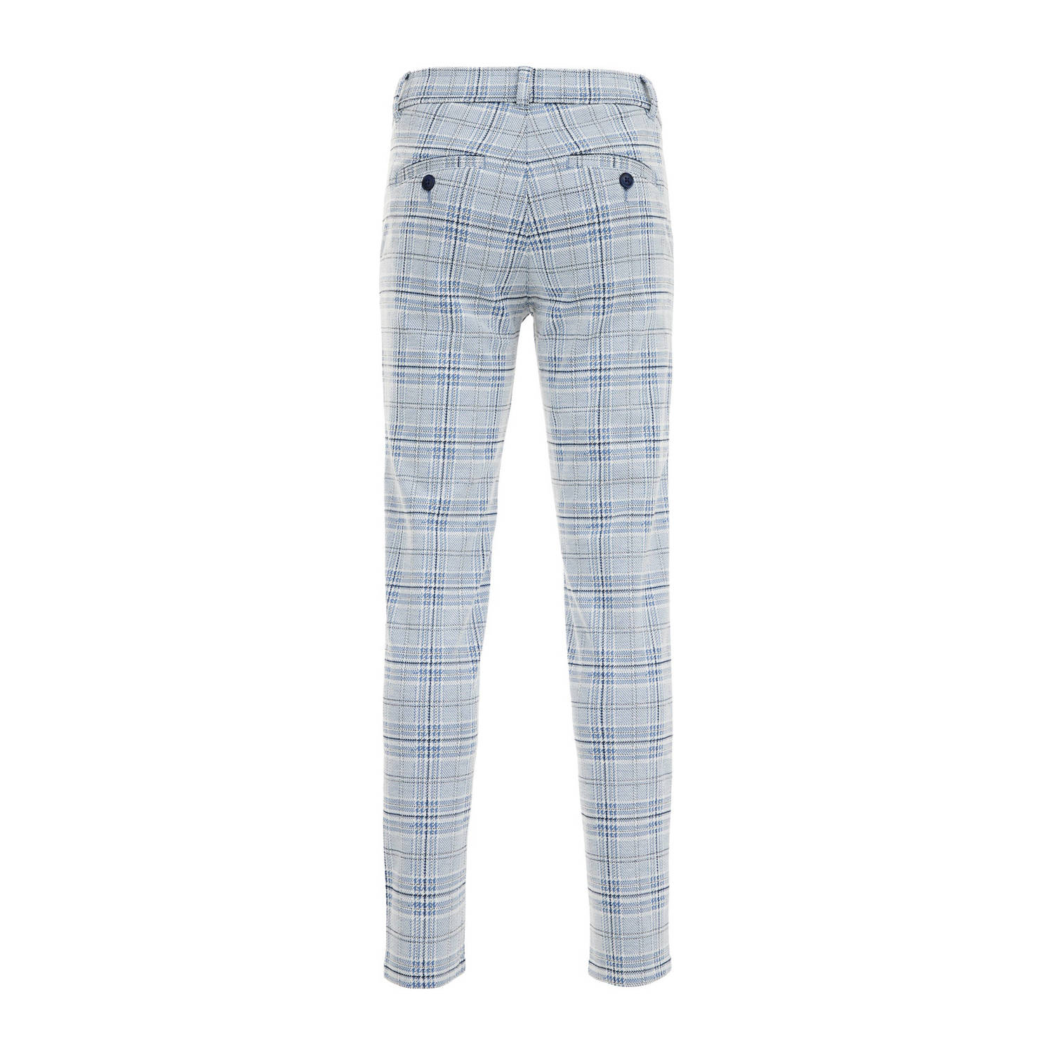 WE Fashion geruite slim fit broek lichtblauw