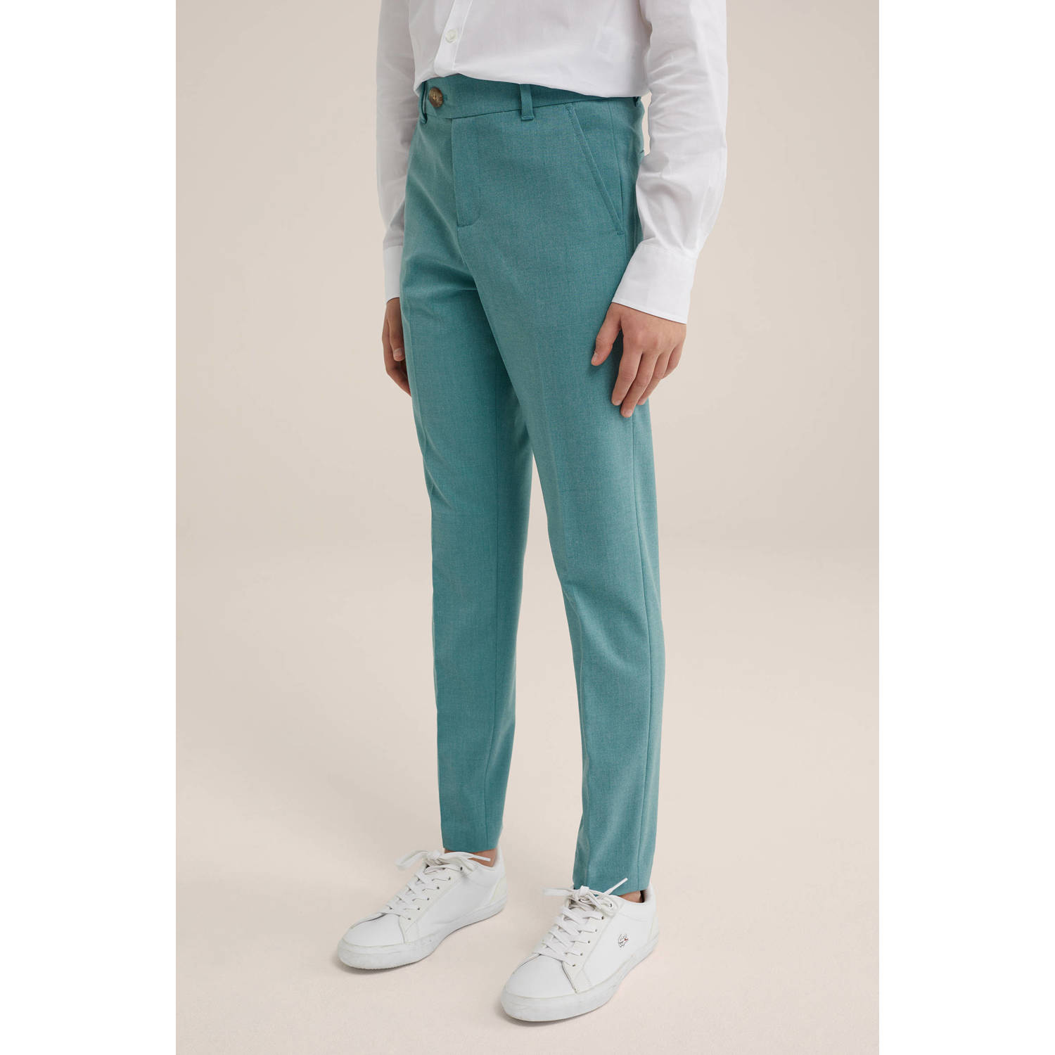 WE Fashion slim fit broek aqua