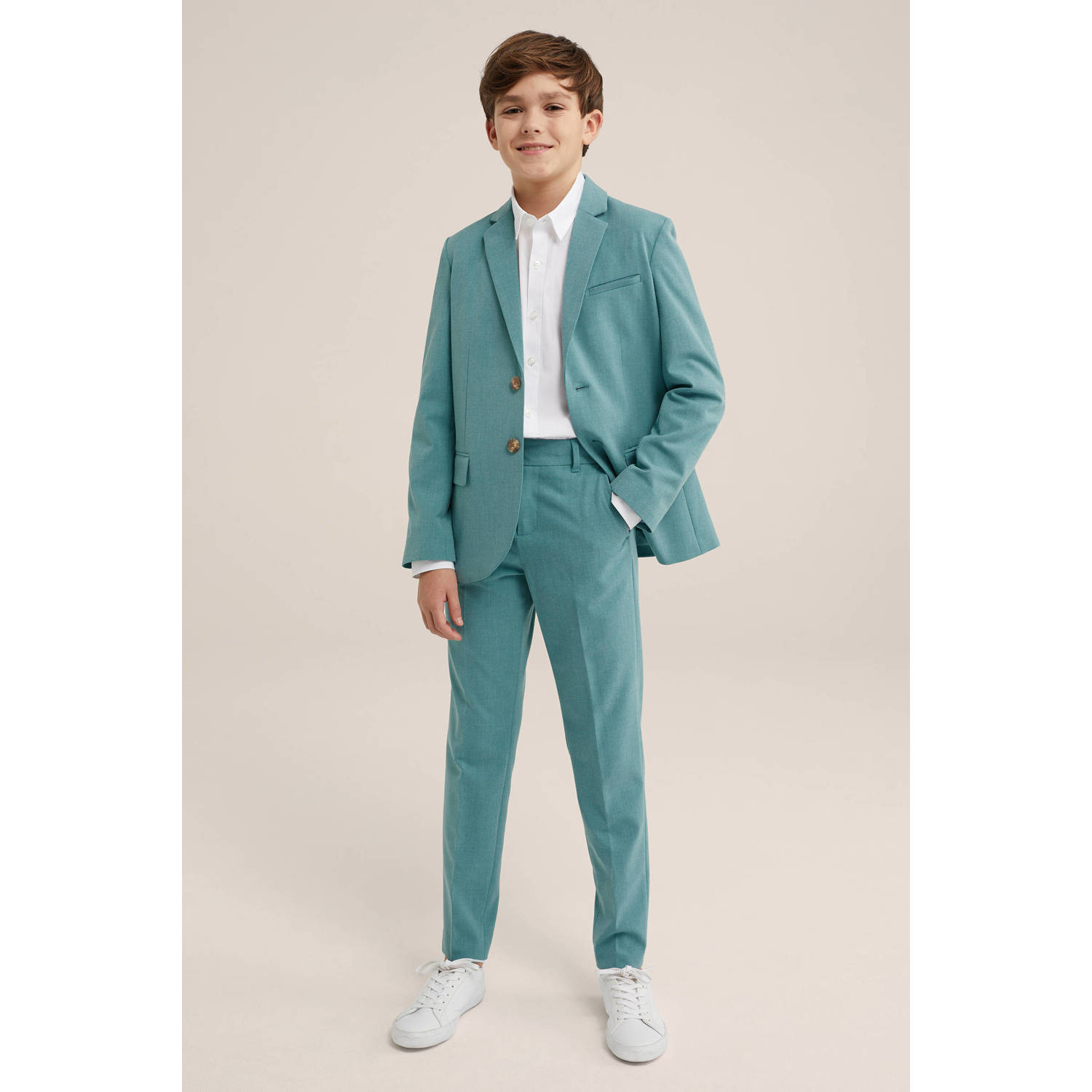 WE Fashion slim fit broek aqua