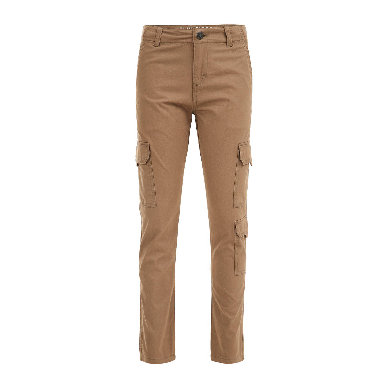 WE Fashion tapered fit cargobroek kaki Groen Jongens Katoen Effen 116