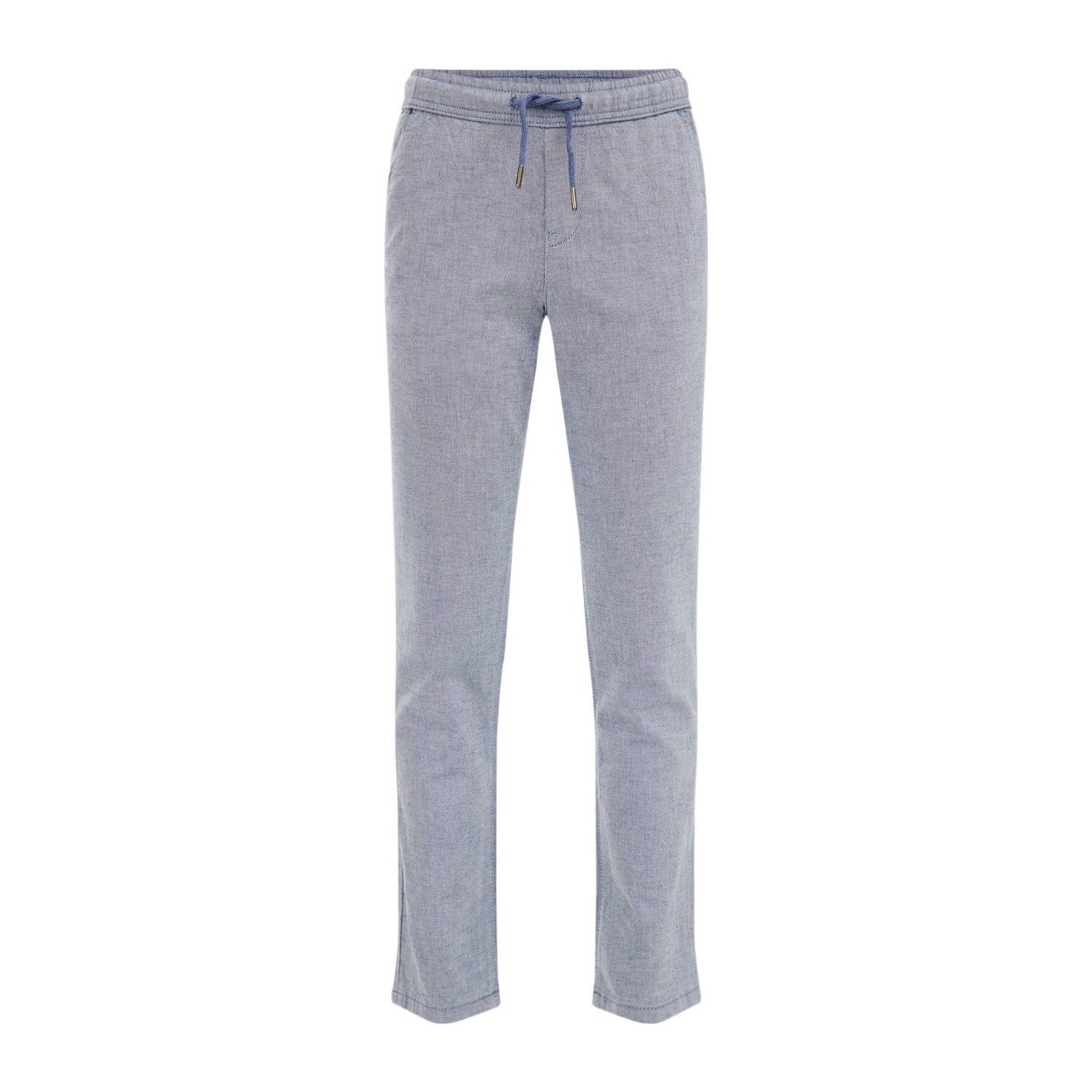 WE Fashion gemêleerde tapered fit broek grijs Jongens Stretchkatoen Melée 110