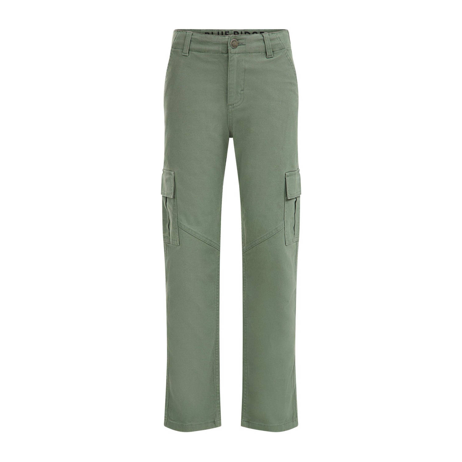 WE Fashion Blue Ridge straight fit cargobroek groen Jongens Stretchkatoen 104