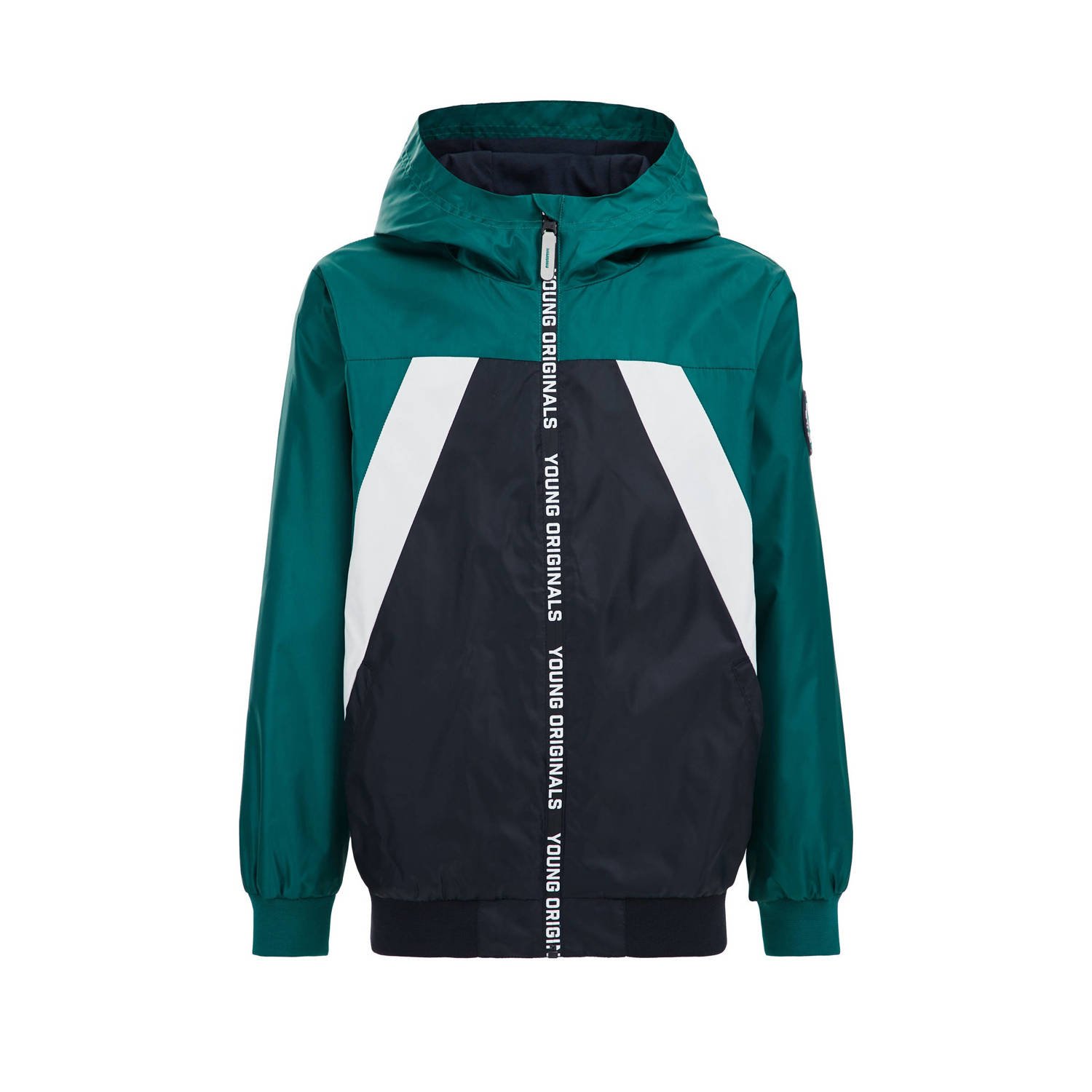 WE Fashion zomerjas groen zwart wit Multi Jongens Polyester Capuchon Meerkleurig 110 116