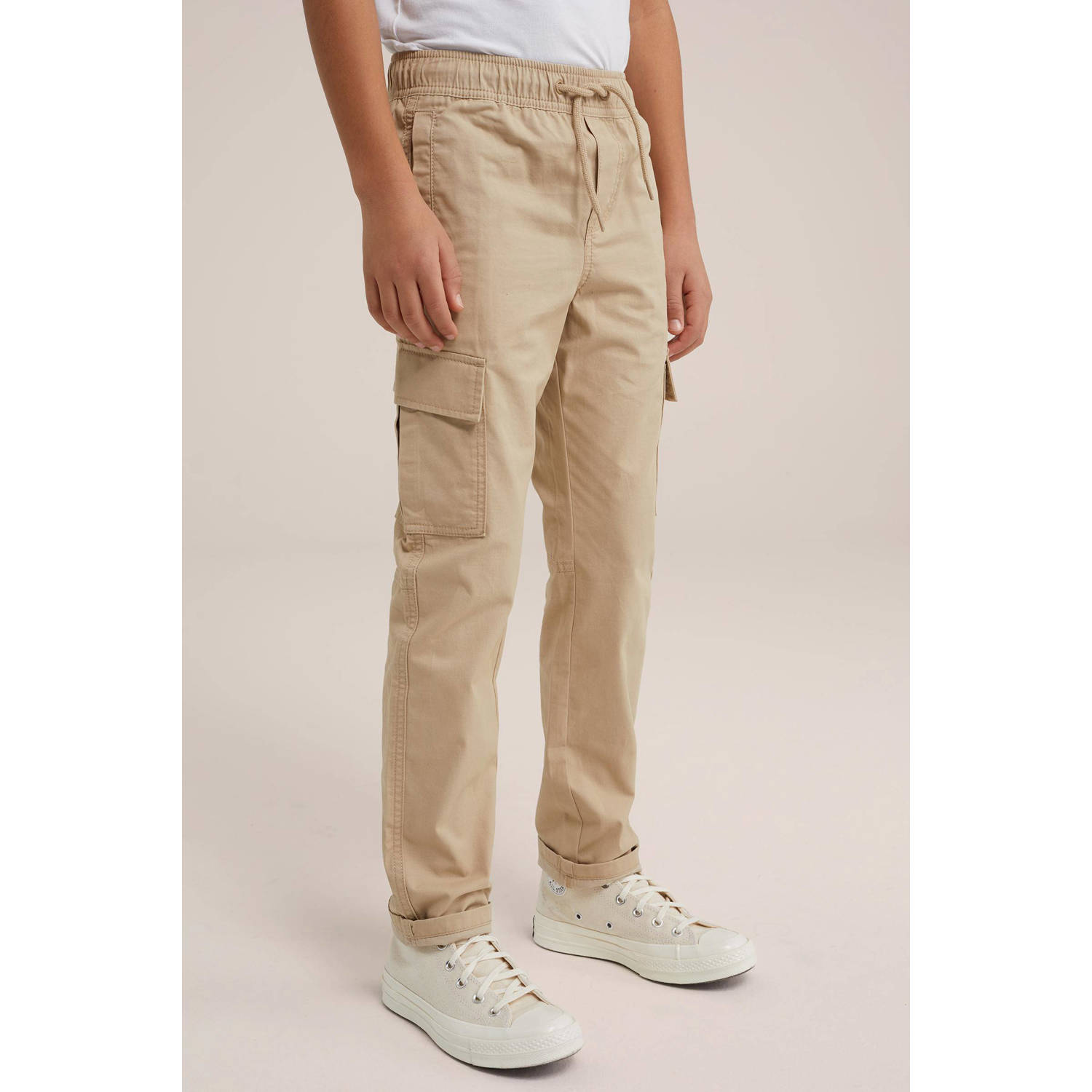 WE Fashion Blue Ridge tapered fit cargobroek beige