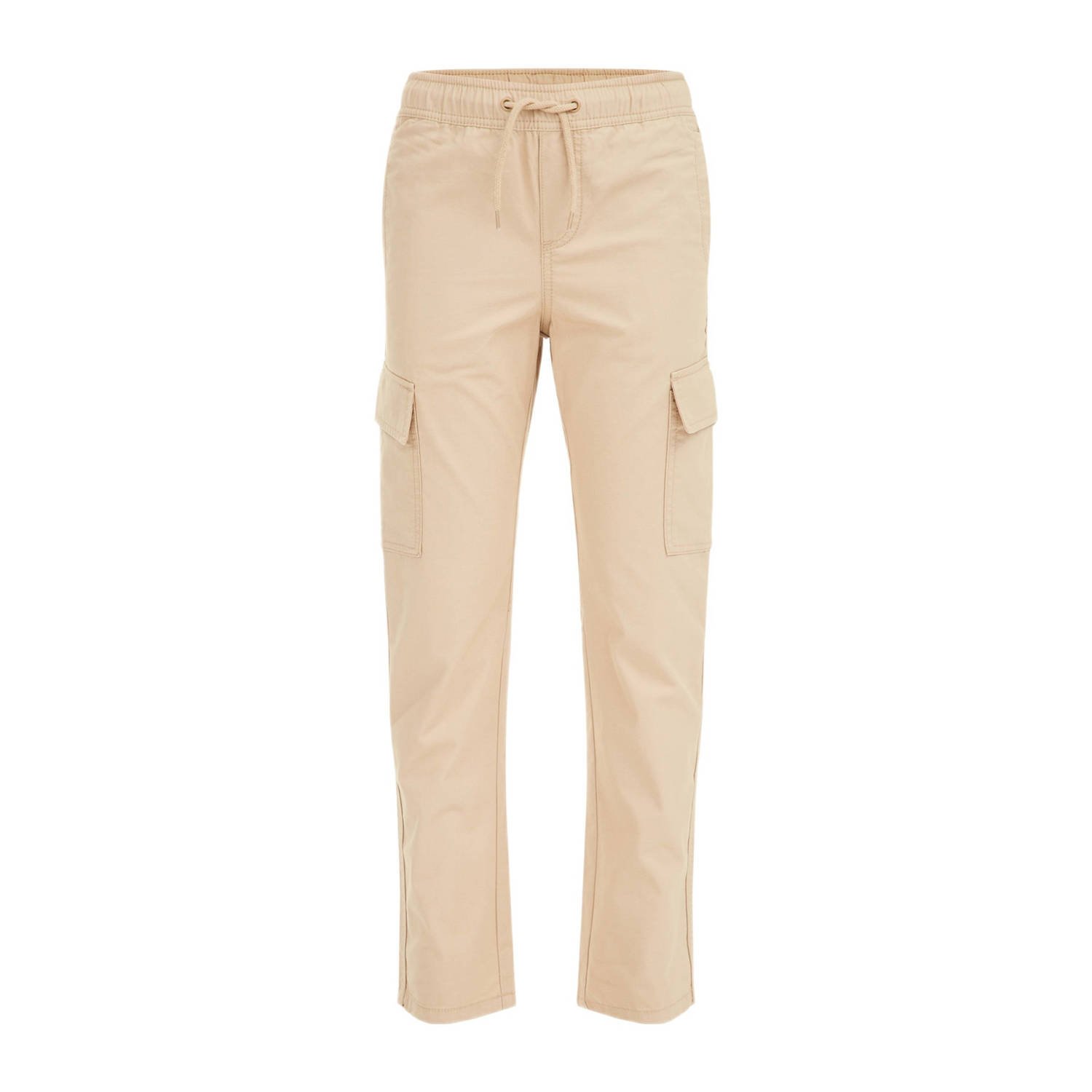 WE Fashion Blue Ridge tapered fit cargobroek beige Jongens Katoen Effen 122