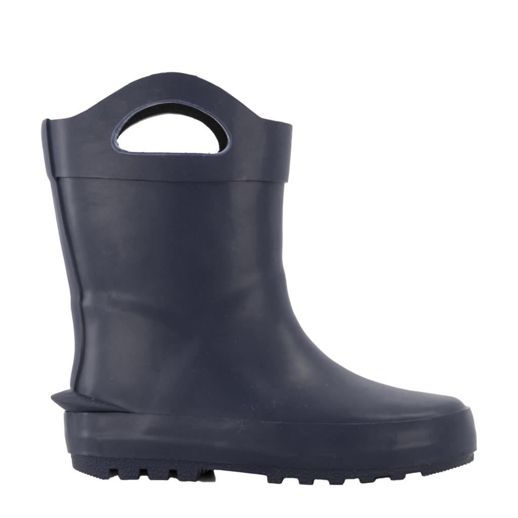 Donkergrijs en donkerblauwe jongens en meisjes Landrover Kleuter regenlaarzen kids van rubber met profielzool en effen