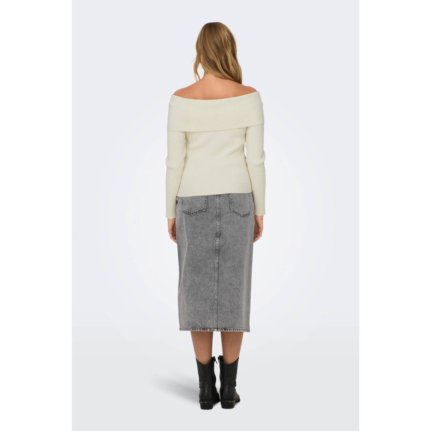 ONLY ribgebreide off shoulder top ONLKATIA offwhite