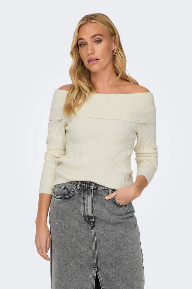 Fashionmusthaves Oversized Trui Grijs Off Shoulder Truien Dames