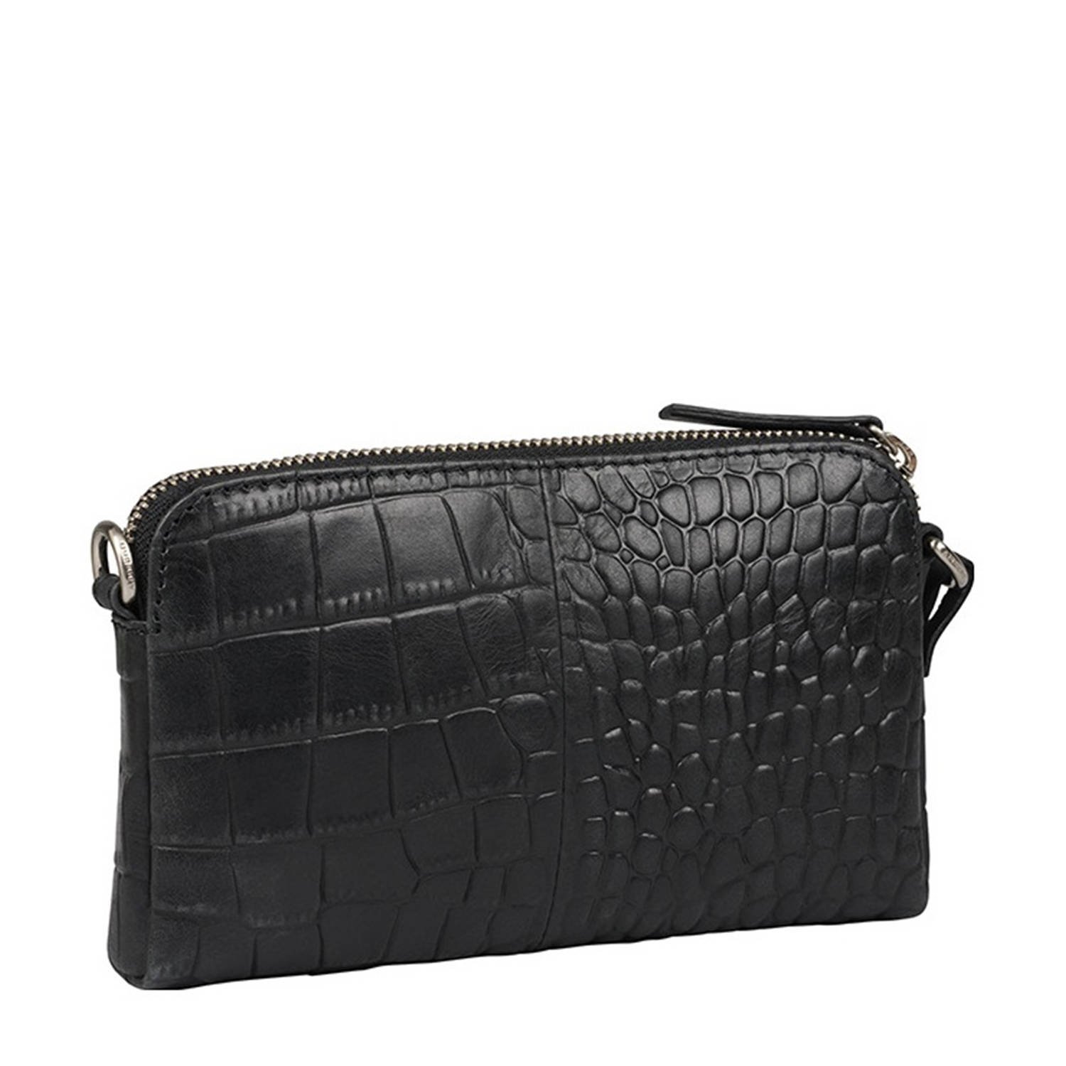 BURKELY leren crossbody tas Cool Colbie met crocoprint zwart