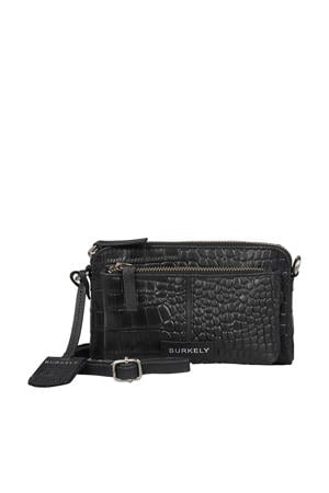 leren crossbody tas Cool Colbie met crocoprint zwart