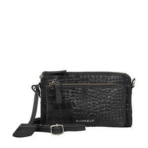 leren crossbody tas Cool Colbie met crocoprint zwart