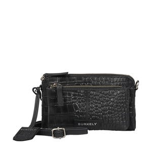 leren crossbody tas Cool Colbie met crocoprint zwart