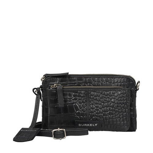 BURKELY leren crossbody tas Cool Colbie met crocoprint zwart afbeelding