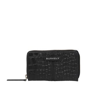 leren portemonnee Cool Colbie met crocoprint zwart