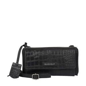leren telefoontasje Cool Colbie met crocoprint zwart