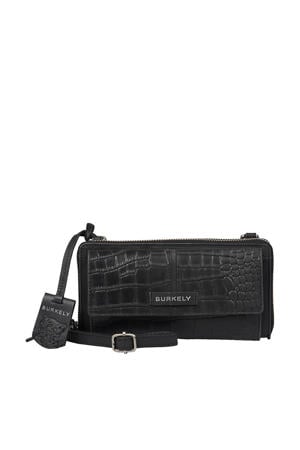 leren telefoontasje Cool Colbie met crocoprint zwart