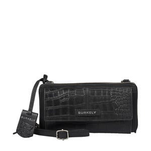 leren telefoontasje Cool Colbie met crocoprint zwart