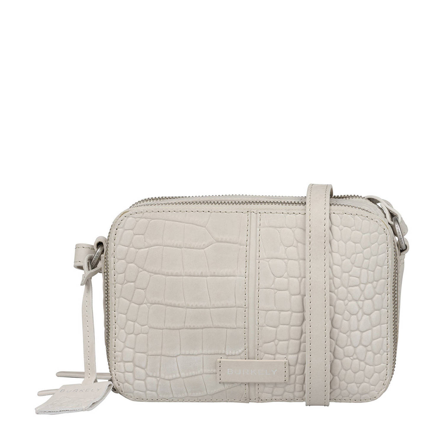 BURKELY leren crossbody tas Cool Colbie met crocoprint ecru