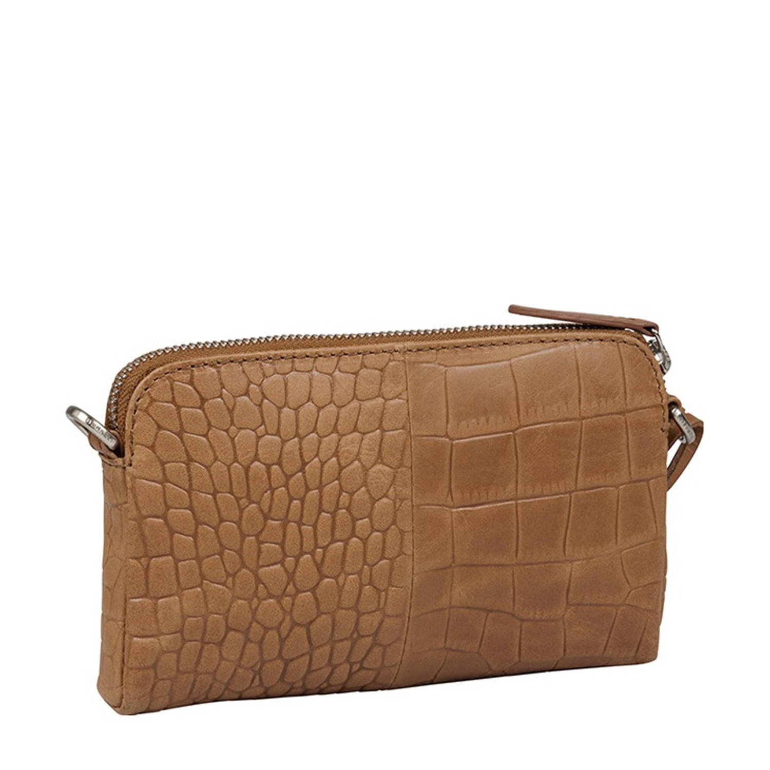 BURKELY leren crossbody tas Cool Colbie met crocoprint cognac