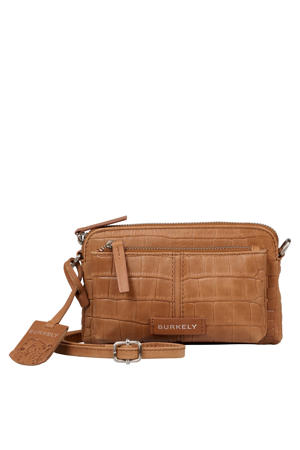 leren crossbody tas Cool Colbie met crocoprint cognac