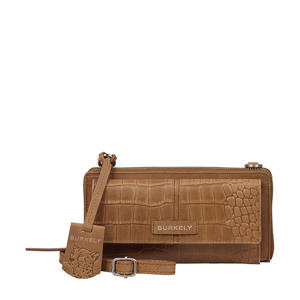 leren telefoontasje Cool Colbie met crocoprint cognac