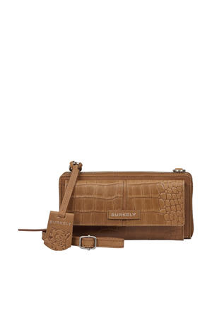 leren telefoontasje Cool Colbie met crocoprint cognac