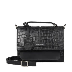 leren crossbody tas Cool Colbie met crocoprint zwart