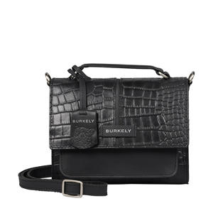leren crossbody tas Cool Colbie met crocoprint zwart