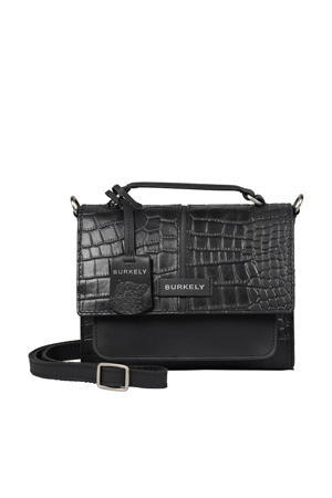 leren crossbody tas Cool Colbie met crocoprint zwart