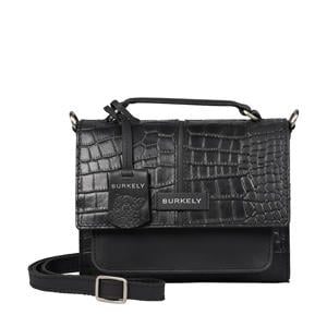 leren crossbody tas Cool Colbie met crocoprint zwart