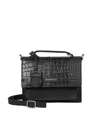 leren crossbody tas Cool Colbie met crocoprint zwart
