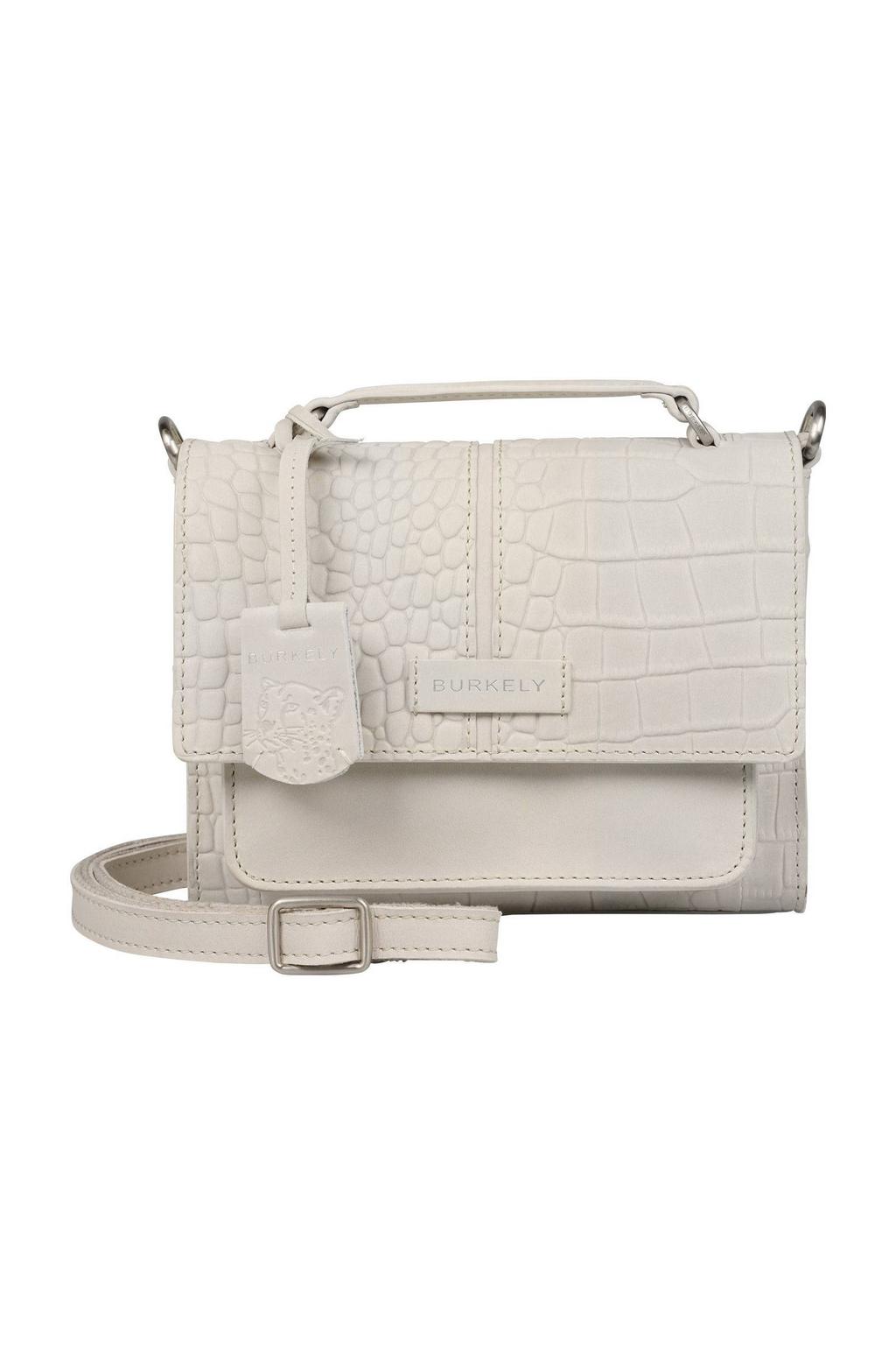 BURKELY leren crossbody tas Cool Colbie met crocoprint ecru