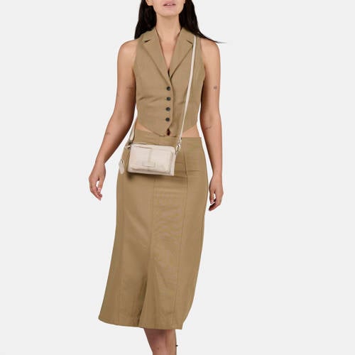 BURKELY leren crossbody tas Cool Colbie met crocoprint ecru afbeelding