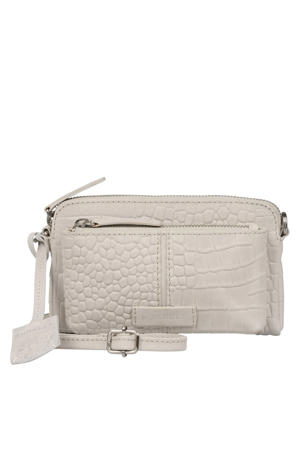 leren crossbody tas Cool Colbie met crocoprint ecru
