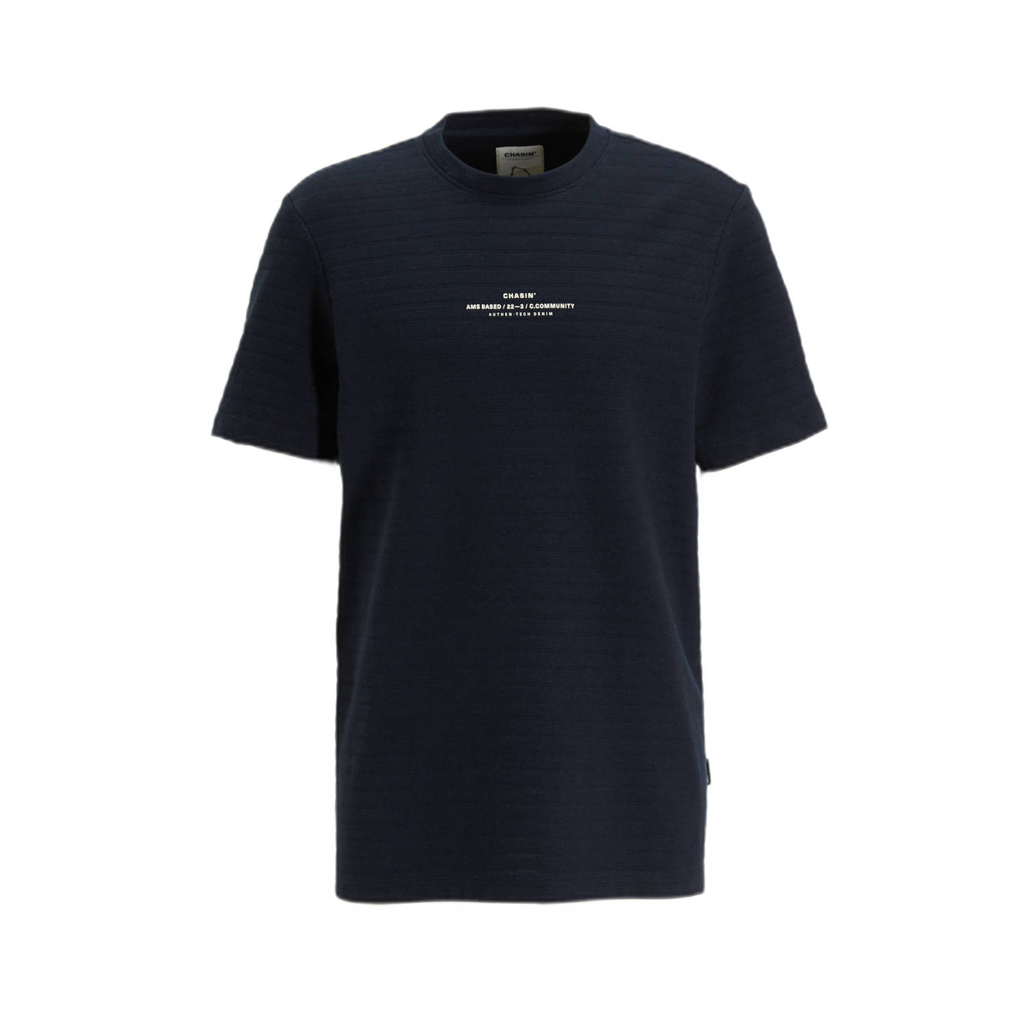 CHASIN' regular fit T-shirt NORRIS met ingebreid patroon navy