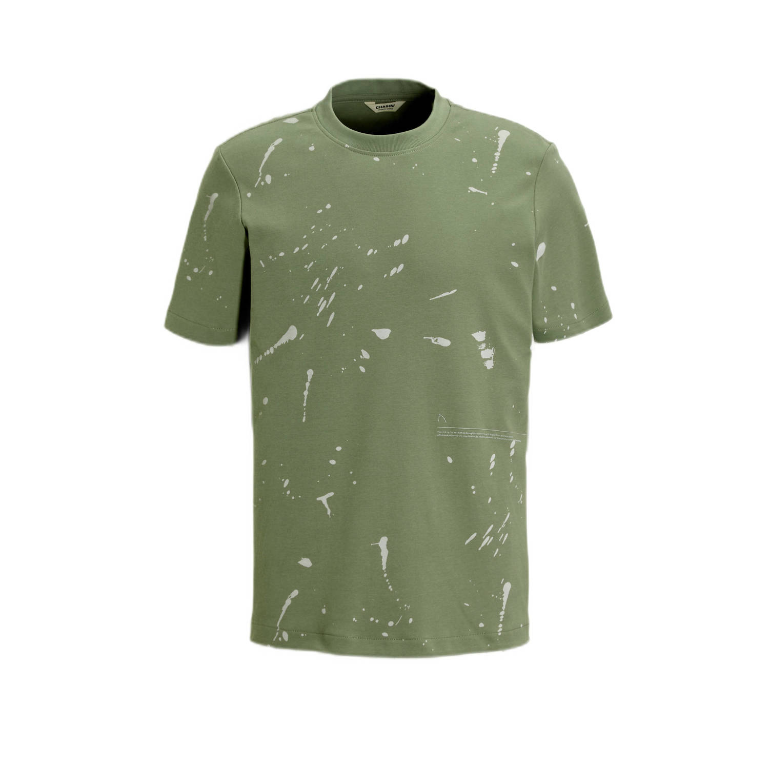 CHASIN' T-shirt ELON met all over print donkergroen