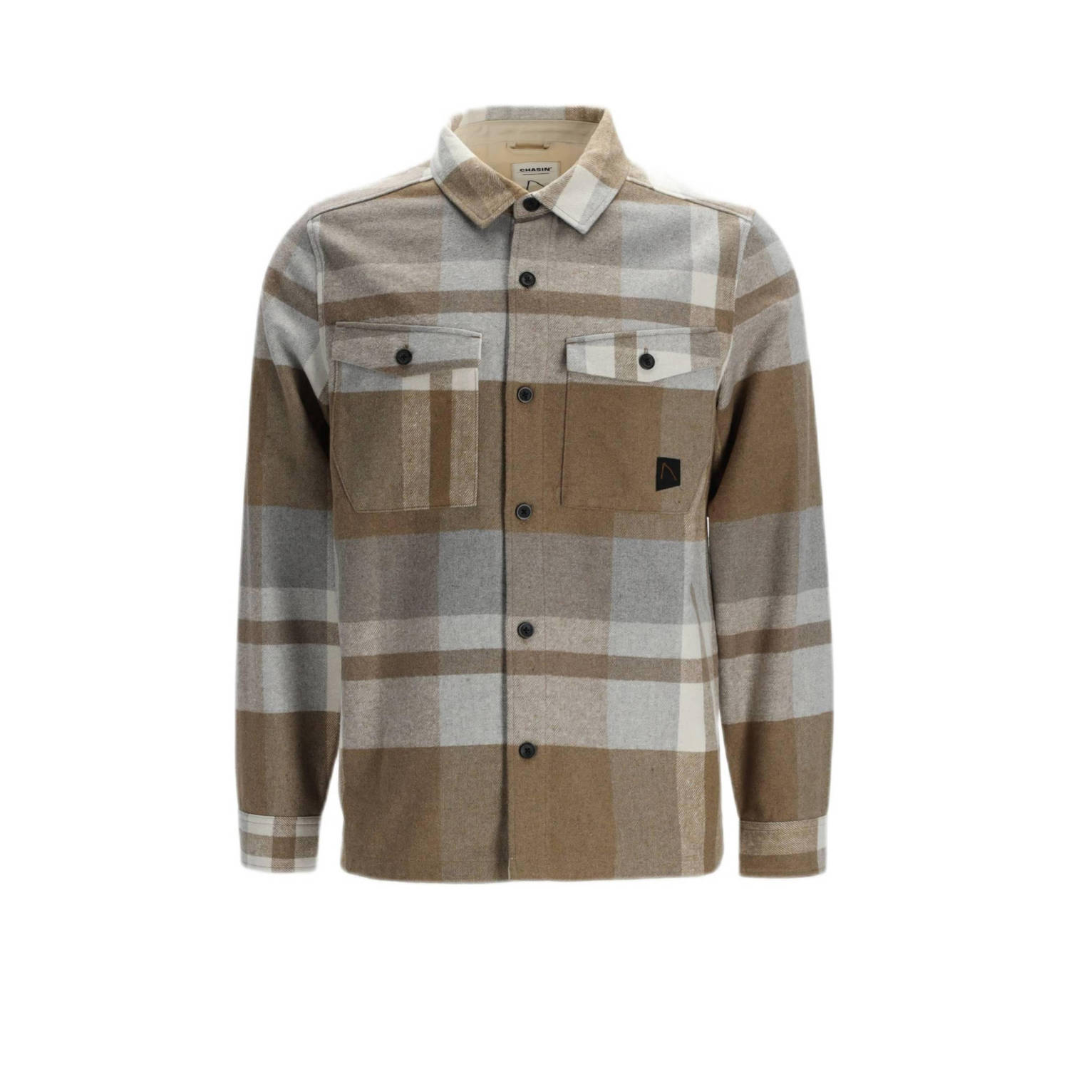 CHASIN' geruit regular fit overshirt STRYKE NOBI brown